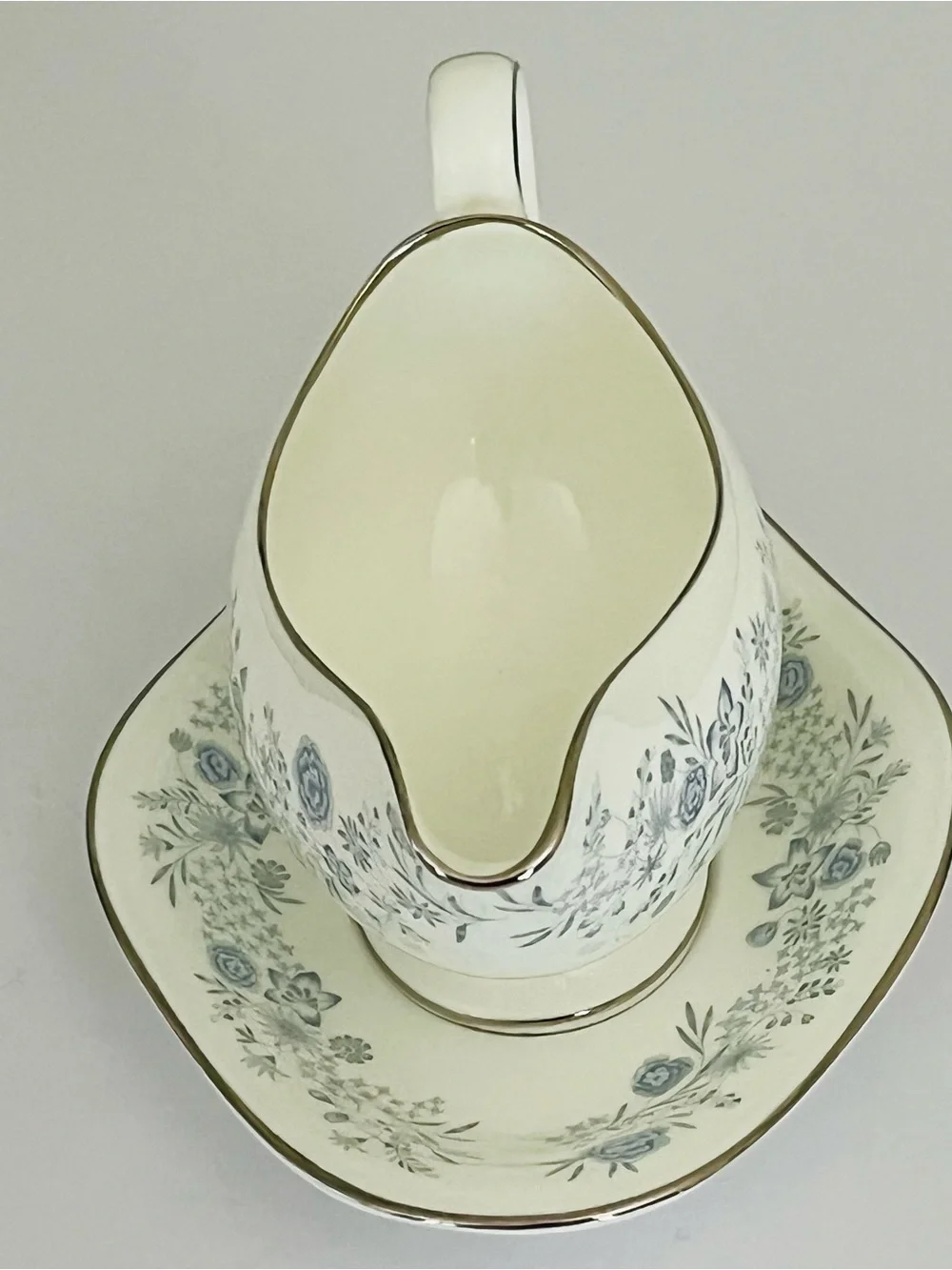 Vintage Wedgwood Belle Fleur Bone China Gravy Sauce Boat & Saucer England